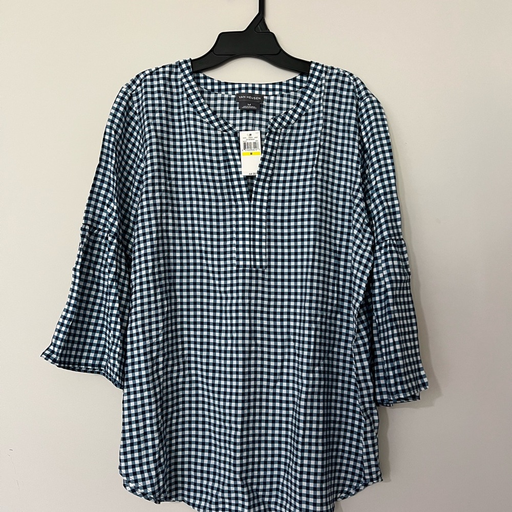 Van Heusen Navy and White Checkered Tunic